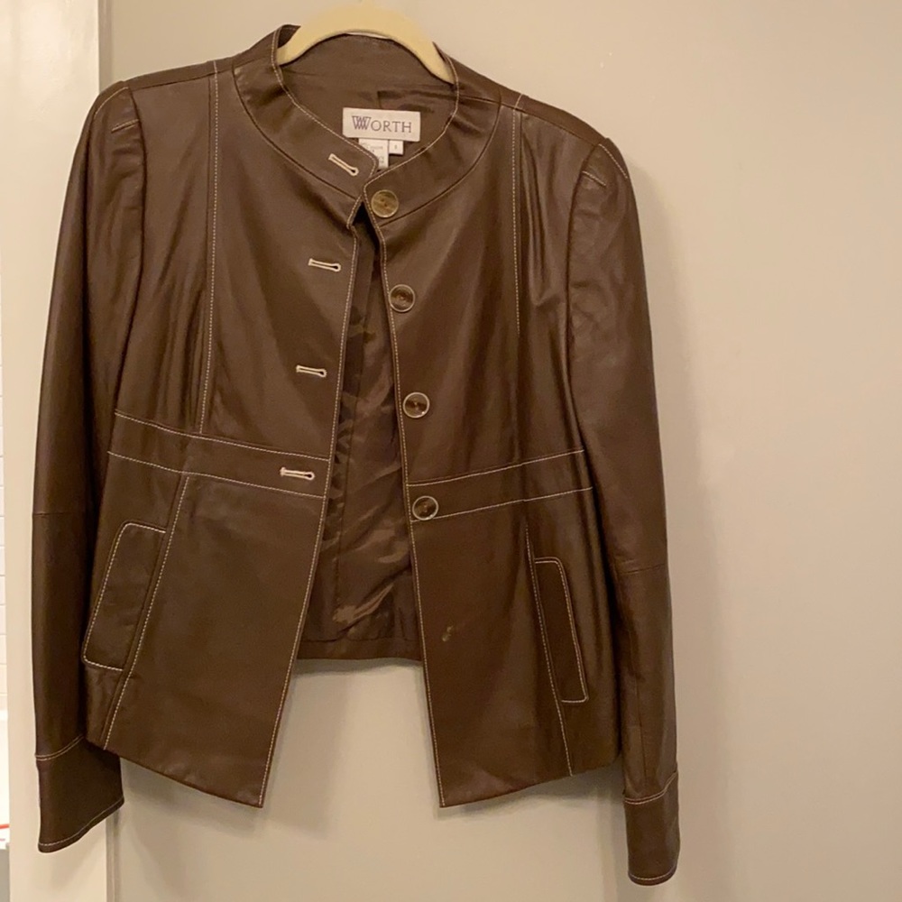 WORTH Chocolate Genuine Leather Jacket